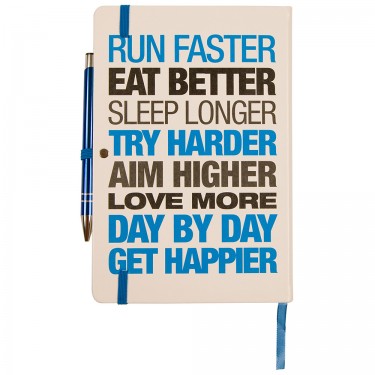 Motivational Notebook - Hardback A5 White/Blue